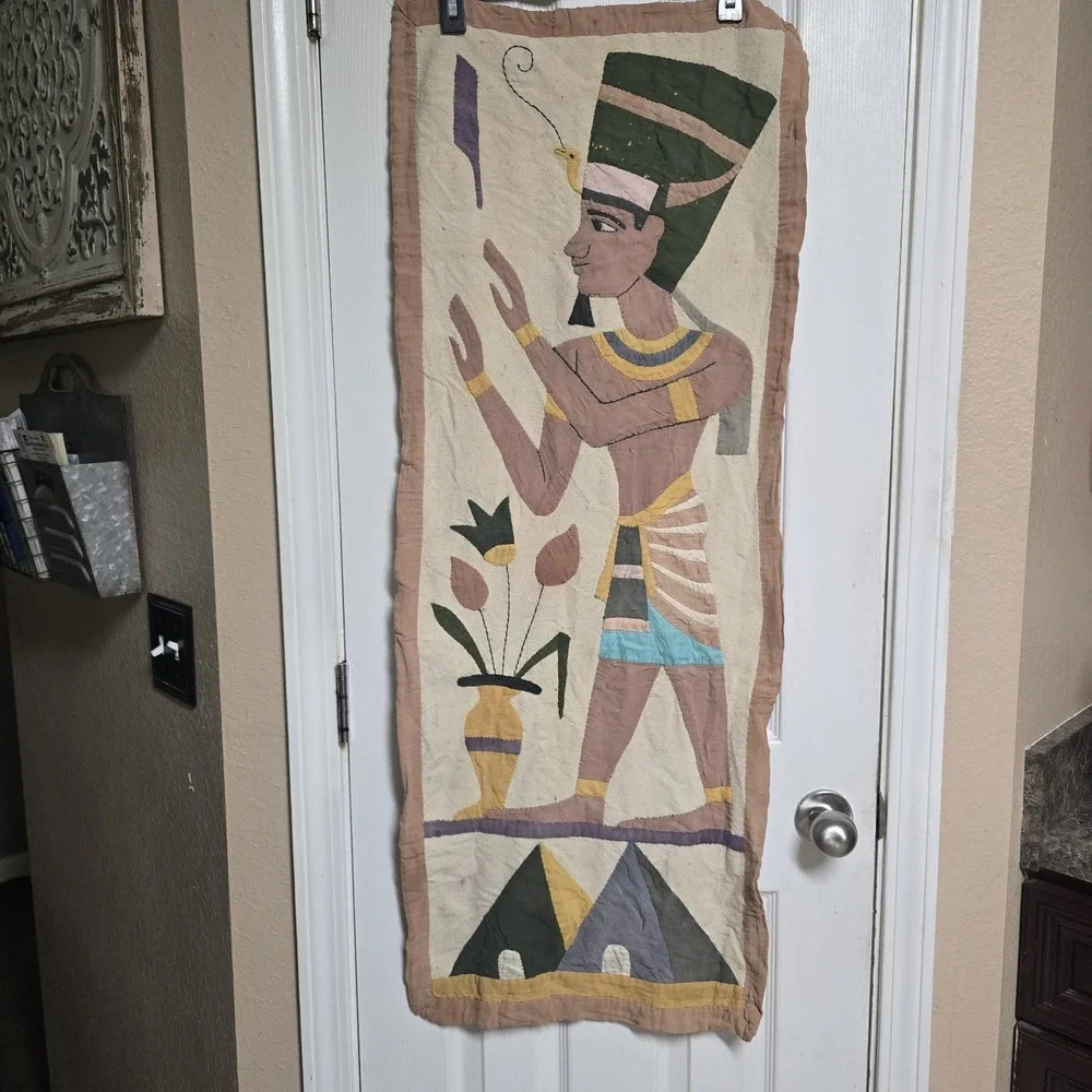 Vintage‎ egyptian tapestry 44x17 Beautifully Hand Made.